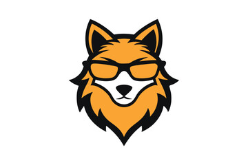 Stylized Wolf Barbershop Logo Featuring a Cool Wolf with Sunglasses

