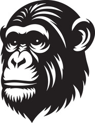 Chimpanzee head silhouette black illustration 