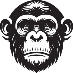 Fototapeta premium Chimpanzee head silhouette black illustration 
