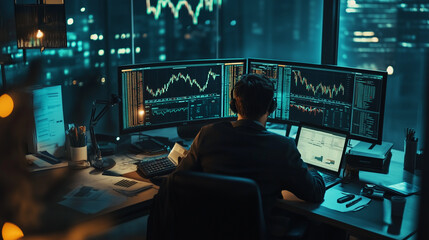 Forex trading desk bustling with traders analyzing currency pairs and monitoring exchange rate fluctuations, showcasing a dynamic financial environment.