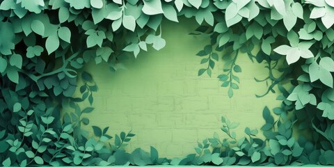 Ivy-covered wall with lush green foliage, Lush green foliage on an ivy-covered wall