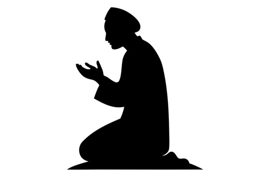 recommend clip art: Muslim Praying vector silhouette | vector silhouette illustration on white background