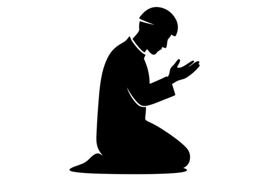recommend clip art: Muslim Praying vector silhouette | vector silhouette illustration on white background