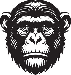 Obraz premium Chimpanzee head silhouette black illustration 