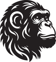 Chimpanzee head silhouette black illustration 