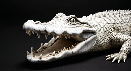 Obraz premium Alligator marble statue closeup on plain black background