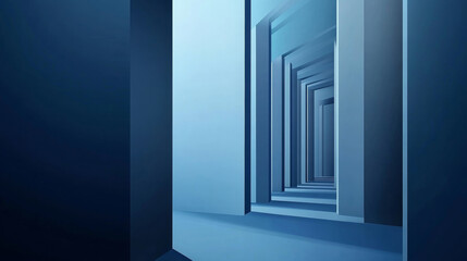 3D blue grey gradient urban city building hallway future technology poster web business background