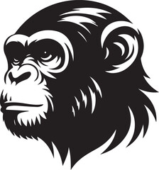Chimpanzee head silhouette black illustration 