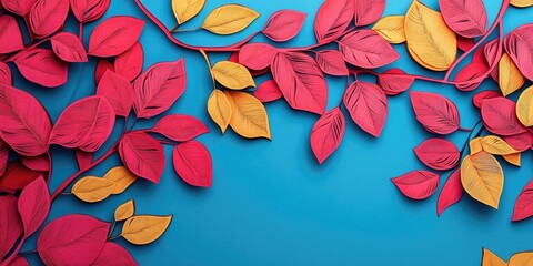Close-up of bright red leaves from a climbing plant, showcasing colorful autumn foliage with a natural background