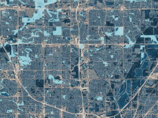 Painterly Style City Map of Thornton Colorado, USA in a Blue Color Scheme.