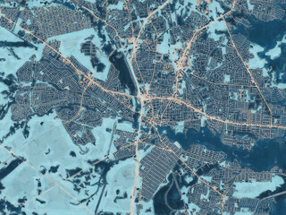 Painterly Style City Map of Toms River  New jersey, USA in a Blue Color Scheme.