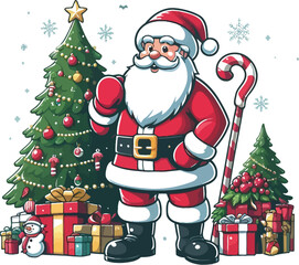 santa claus and christmas tree