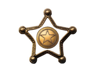 Vintage sheriff badge isolated on transparent or white background