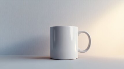 Obraz premium Minimalistic White Mug Mockup - Side View