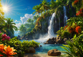 Indian flora and blue sky. Generative AI