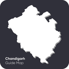 Chandigarh guide map silhouette vector. Capital of punjab and haryana. White map on black background