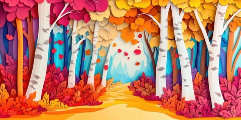 Autumn descends upon a tranquil beech forest, showcasing vibrant foliage and a serene atmosphere, Autumn in a peaceful beech forest with colorful leaves and a calm setting