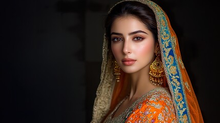 Pakistani Woman in Traditional Shalwar Kameez