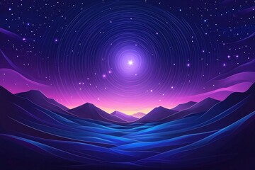 Star trails adorn the night sky, showcasing a celestial canvas behind rolling hills, Star trails illuminate the night sky over rolling hills