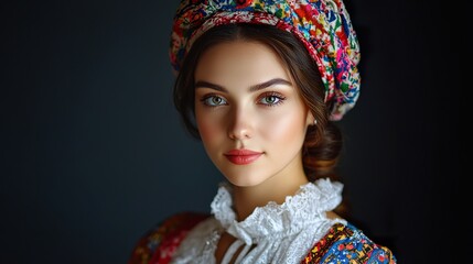 Polish Woman in Traditional Attire for Cultural Event