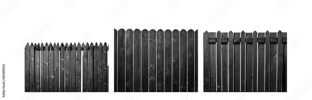 Poster A black wooden fence with rounded top rails extends across the image, broken by a small gap in the center.
