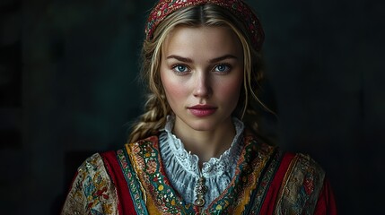 Fototapeta premium Swedish Folk Dress: Vibrant Tradition