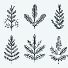 Naklejka premium spruce branches, conifer, lineart pine cones, pine tree, christmas pattern background, pattern christmas background, pine needles background