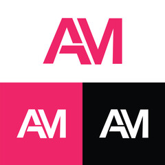 Obraz premium Creative modern, minimalist, initial, lettermark AM brand and company logo.