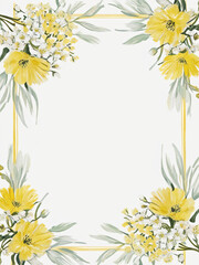 Wedding invitation featuring soft watercolor flower border.