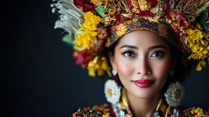 Indonesian Woman in Festive Attire for Cultural Events