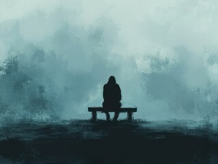 Abstract illustration of mental health and depression, AI generated