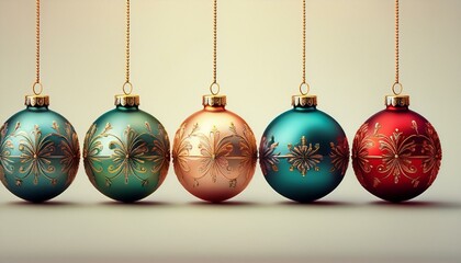 christmas ornament isolated in a row