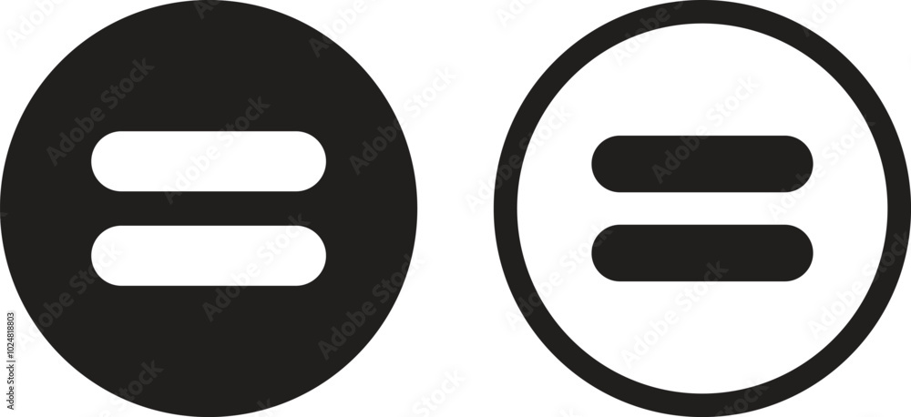 Poster equal icon set in two styles isolated on white background . math equal icon vector