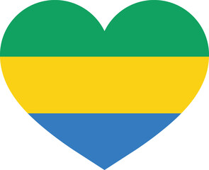 Gabon flag in heart shape . Gabon flag heart . Gabon love symbol vector