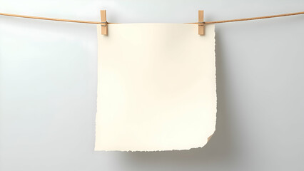 Blank note papers on a clothesline