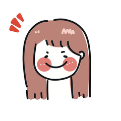 Illustration potrait simple smile girl 