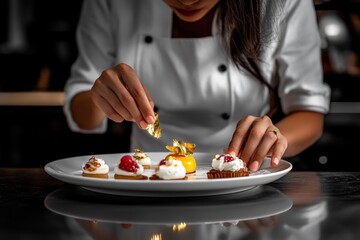 Skilled pastry chef handcrafting exquisite desserts with precision and artistry