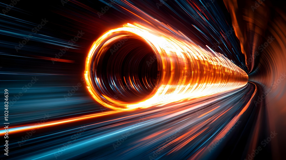 Poster abstract representation of speed and motion in a tunnel.