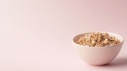 Delightful Granola in a Bowl on a Soft Pink Background
