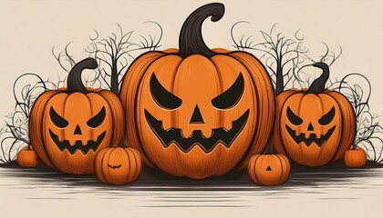 Obraz premium halloween pumpkins isolated on white