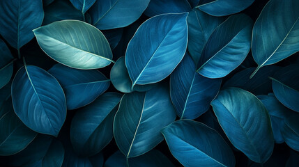 Tropical Leaves Background. Blue Abstract Leaves
