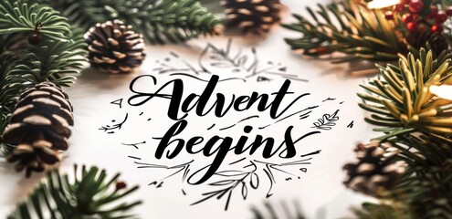 Advent begins with pinecones and evergreen branches surrounded by warm lights