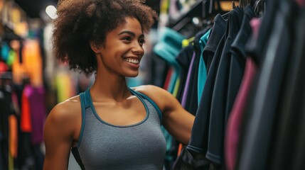 Fototapeta premium person shopping for new workout clothes, excited to show off their progress