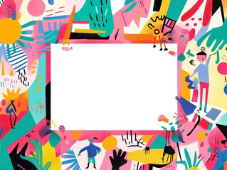colorful party invitation template with frame