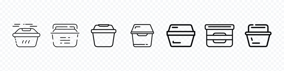 Food Container icon, Container icon, Plastic food container icon. Food box line icon. Take away food container linear style sign 