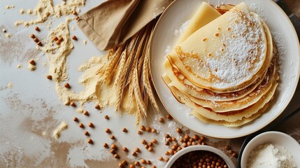 Sorghum flour crepes flat bread gluten free on plate healthy food