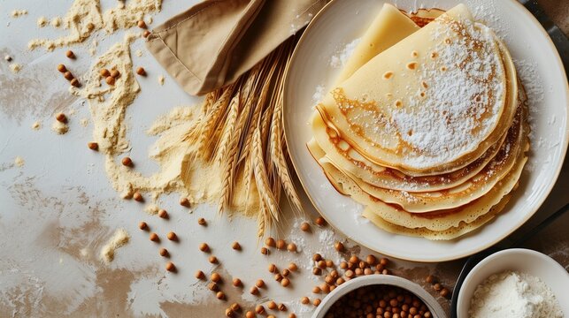 Sorghum flour crepes flat bread gluten free on plate healthy food
