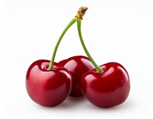 three cherries isolated on white background