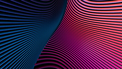 Background illustration with blue pink rounded shaped stripes side by side and effects