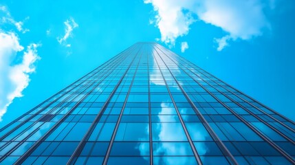 Fototapeta premium A tall building with a clear blue sky in the background